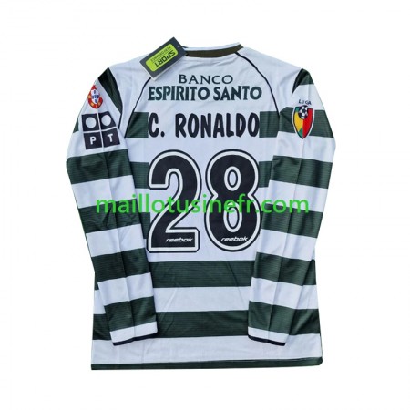 Maillot de Foot Sporting CP Cristiano Ronaldo 28 2001-2003 Domicile Retro Manches Longues Maillot de Foot Sporting CP Cristiano Ronaldo 28 2001-2003 Domicile Retro Manches Longues